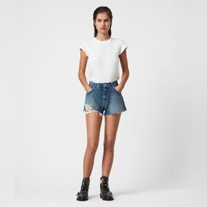 All Saints Winnie Cut Off High-Rise Denim Shorts Size 28